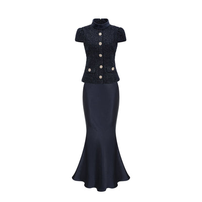 Josette Peplum Detaylı Panelli Maksi Elbise Mavi