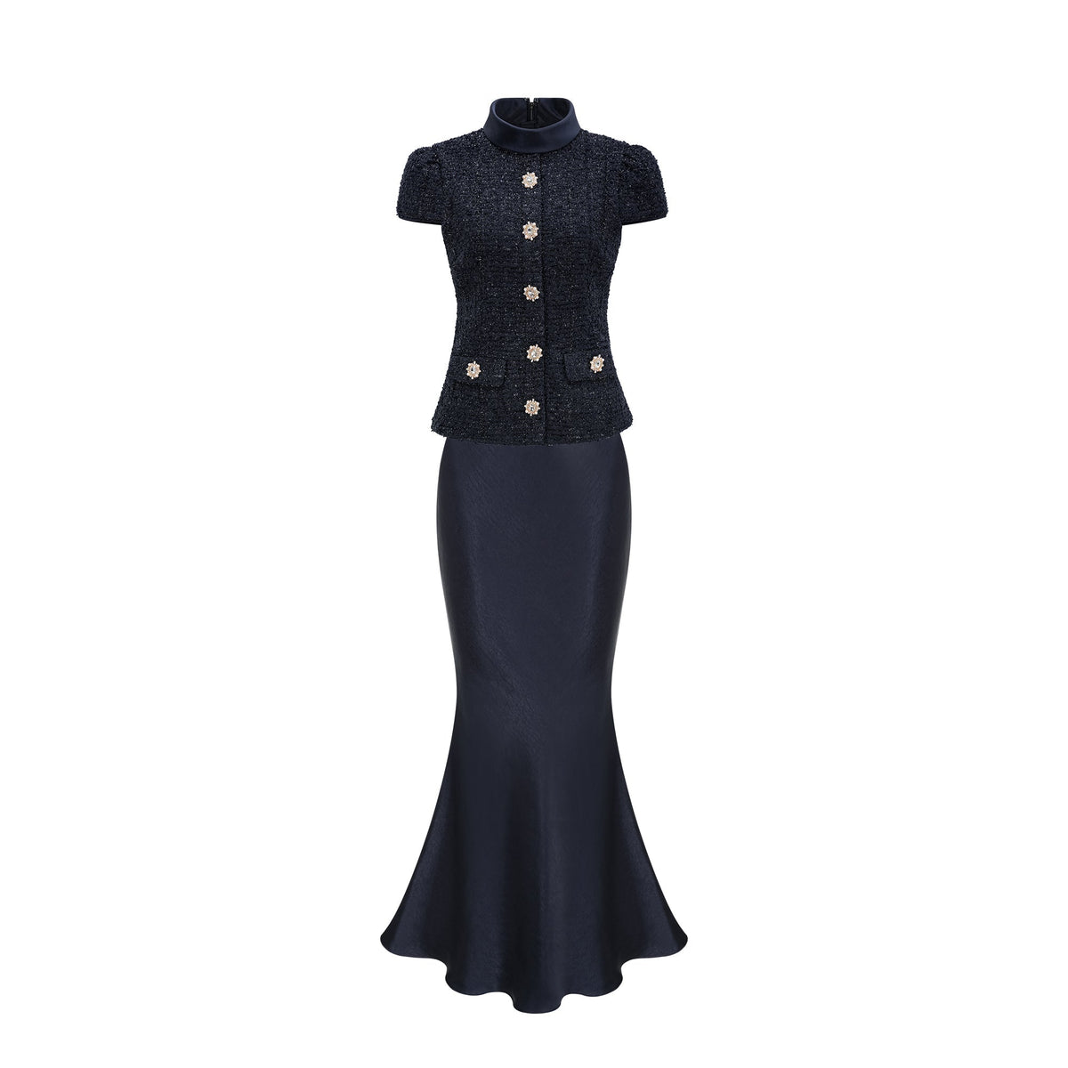 Josette Peplum Detaylı Panelli Maksi Elbise Mavi
