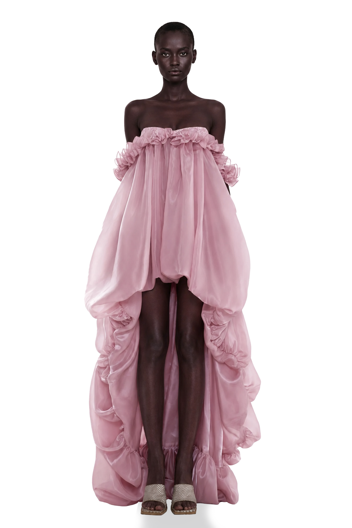 Brooklyn Parlak Balon Etek Mini Elbise Pembe