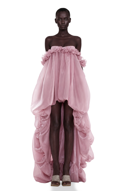 Brooklyn Parlak Balon Etek Mini Elbise Pembe
