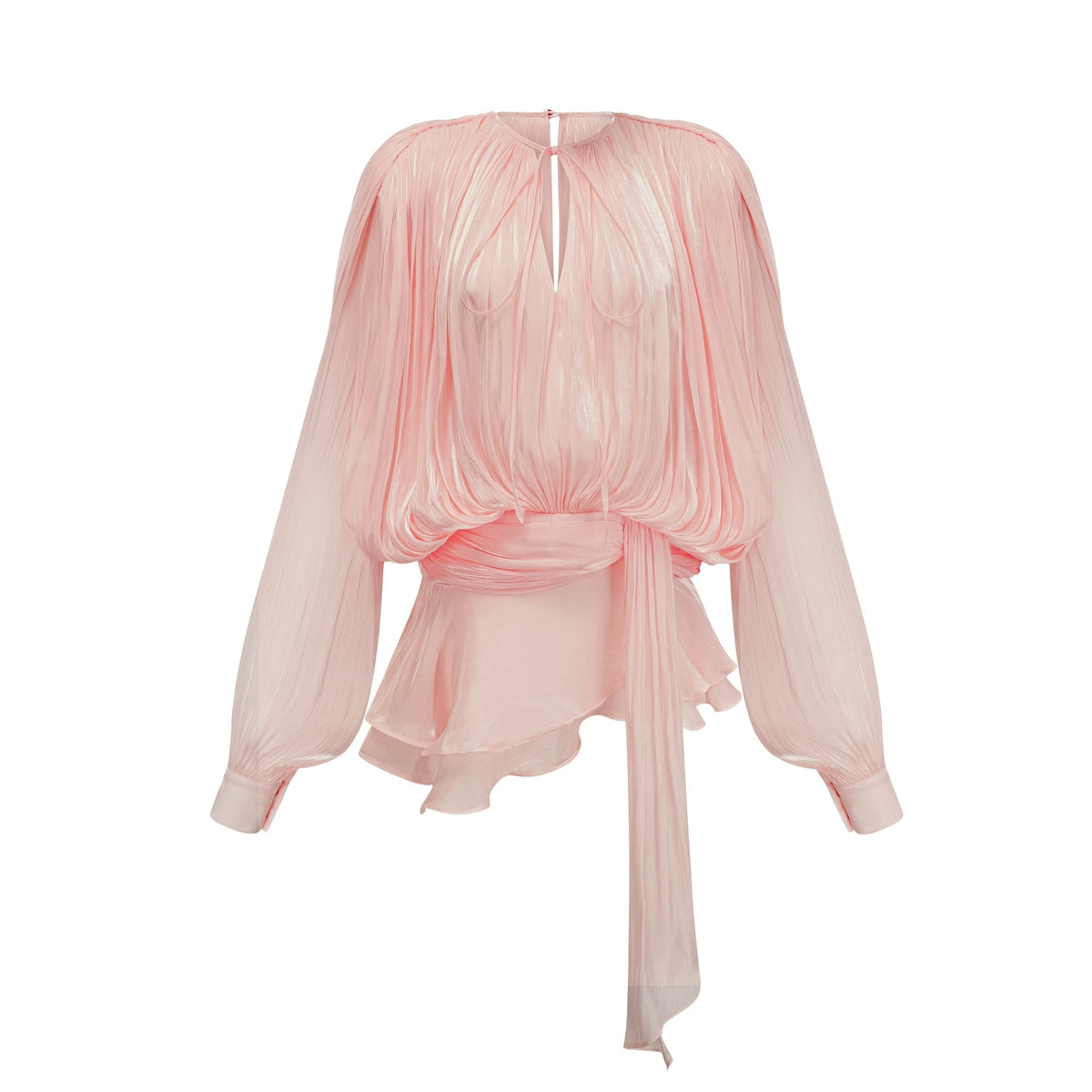 Eugénie Pileli Fırfırlı Mini Elbise Pembe