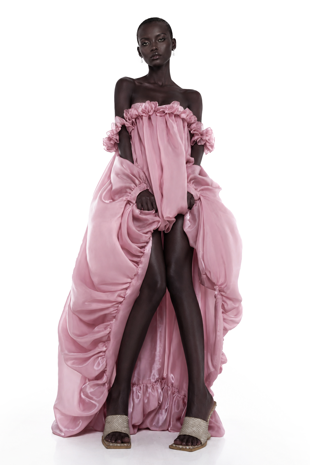 Brooklyn Parlak Balon Etek Mini Elbise Pembe