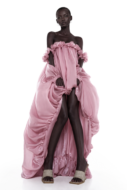 Brooklyn Parlak Balon Etek Mini Elbise Pembe