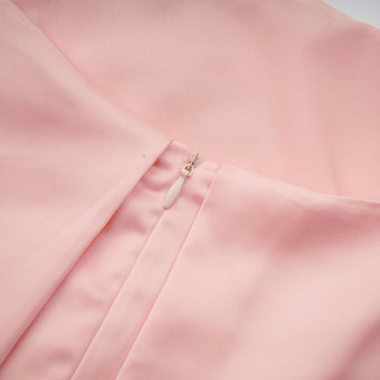 Avril Çiçek Nakışlı Saten Mini Elbise Pembe