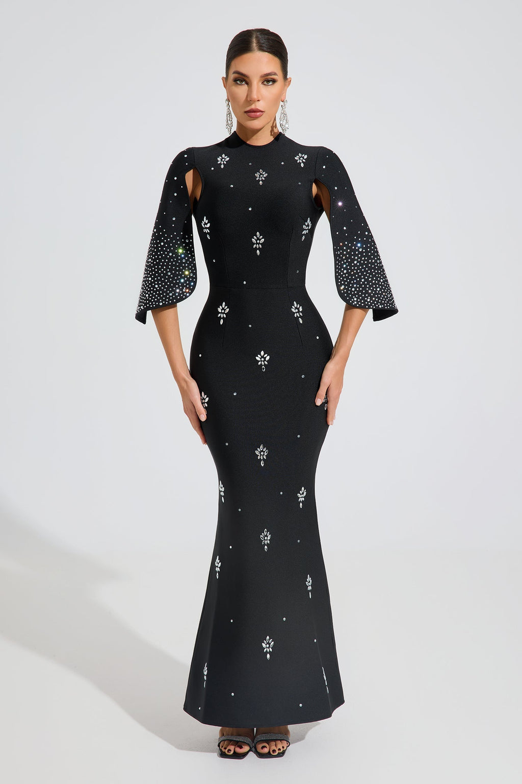 Reese Noir Kristal Zarafet Maxi Elbise
