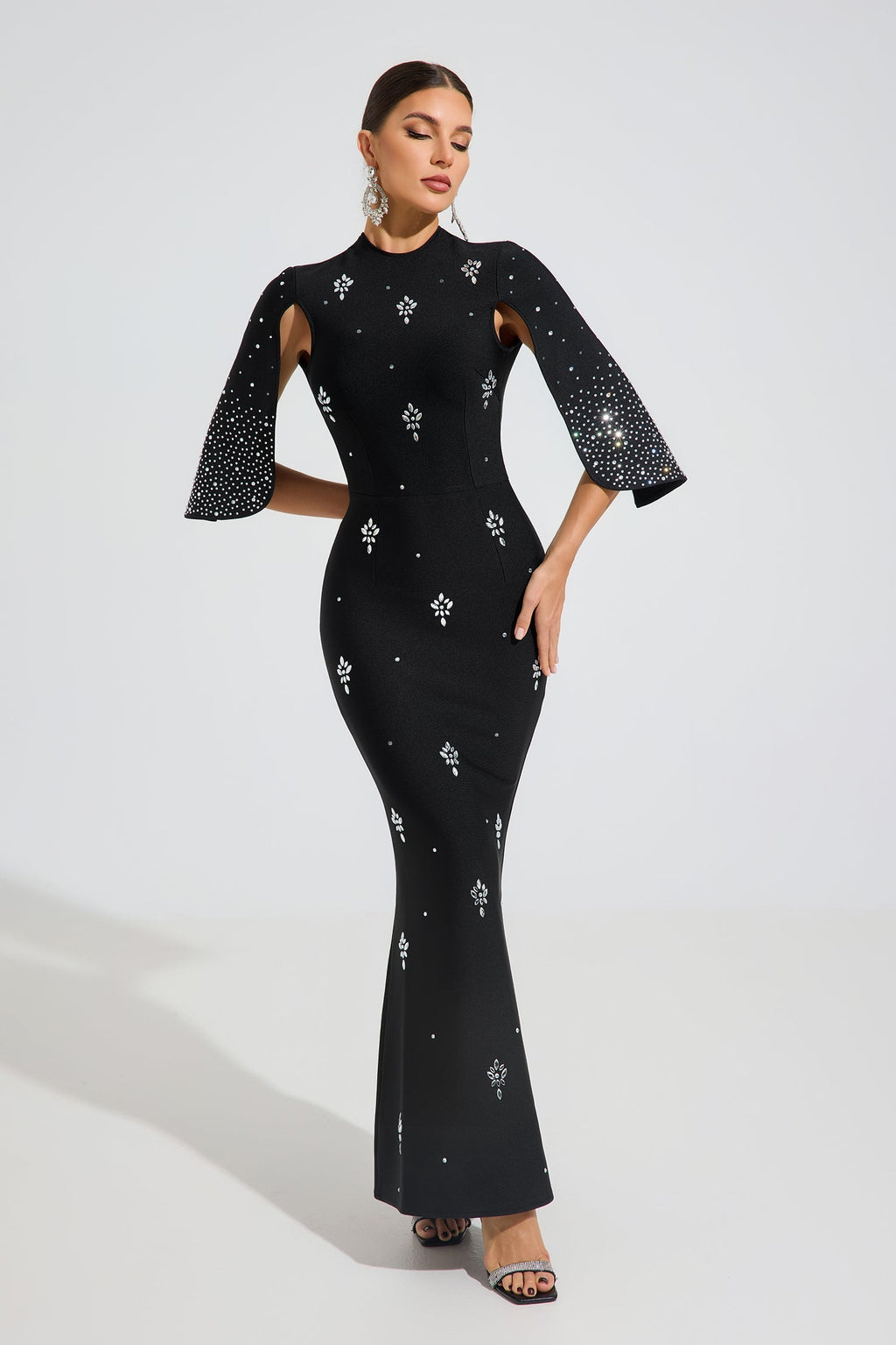 Reese Noir Kristal Zarafet Maxi Elbise