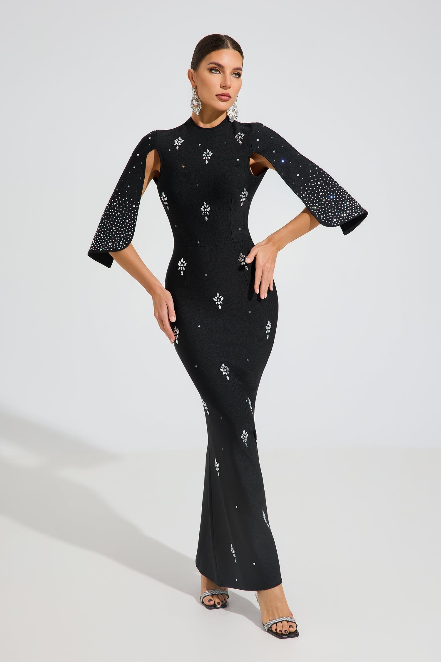 Reese Noir Kristal Zarafet Maxi Elbise
