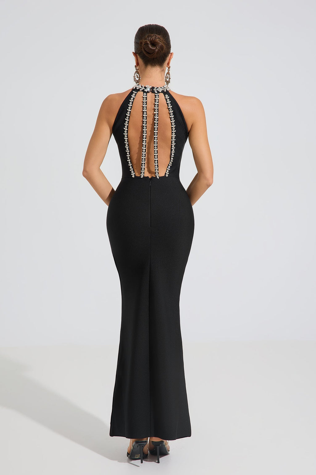 Veronica Noir Halter Maxi Elbise