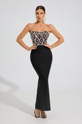 Elune Crystal Noir Straplez Maxi Elbise