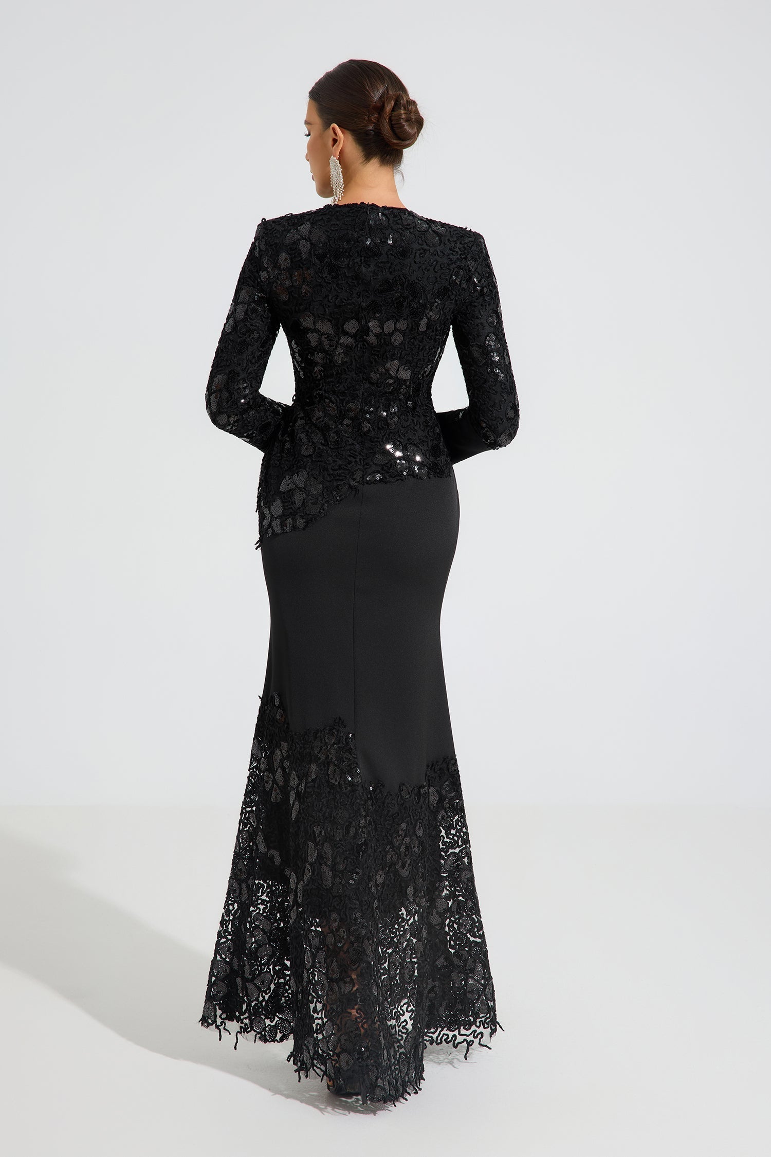 Charito Noir Elegance Dantel Maxi Elbise