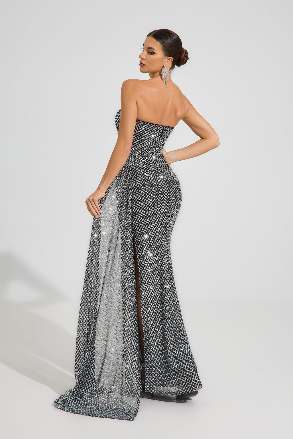 Alexandria Celeste Argent Straplez Maxi Elbise