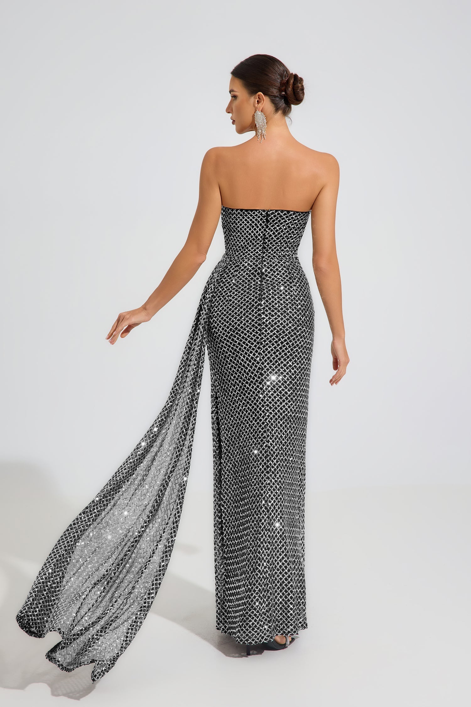 Alexandria Celeste Argent Straplez Maxi Elbise