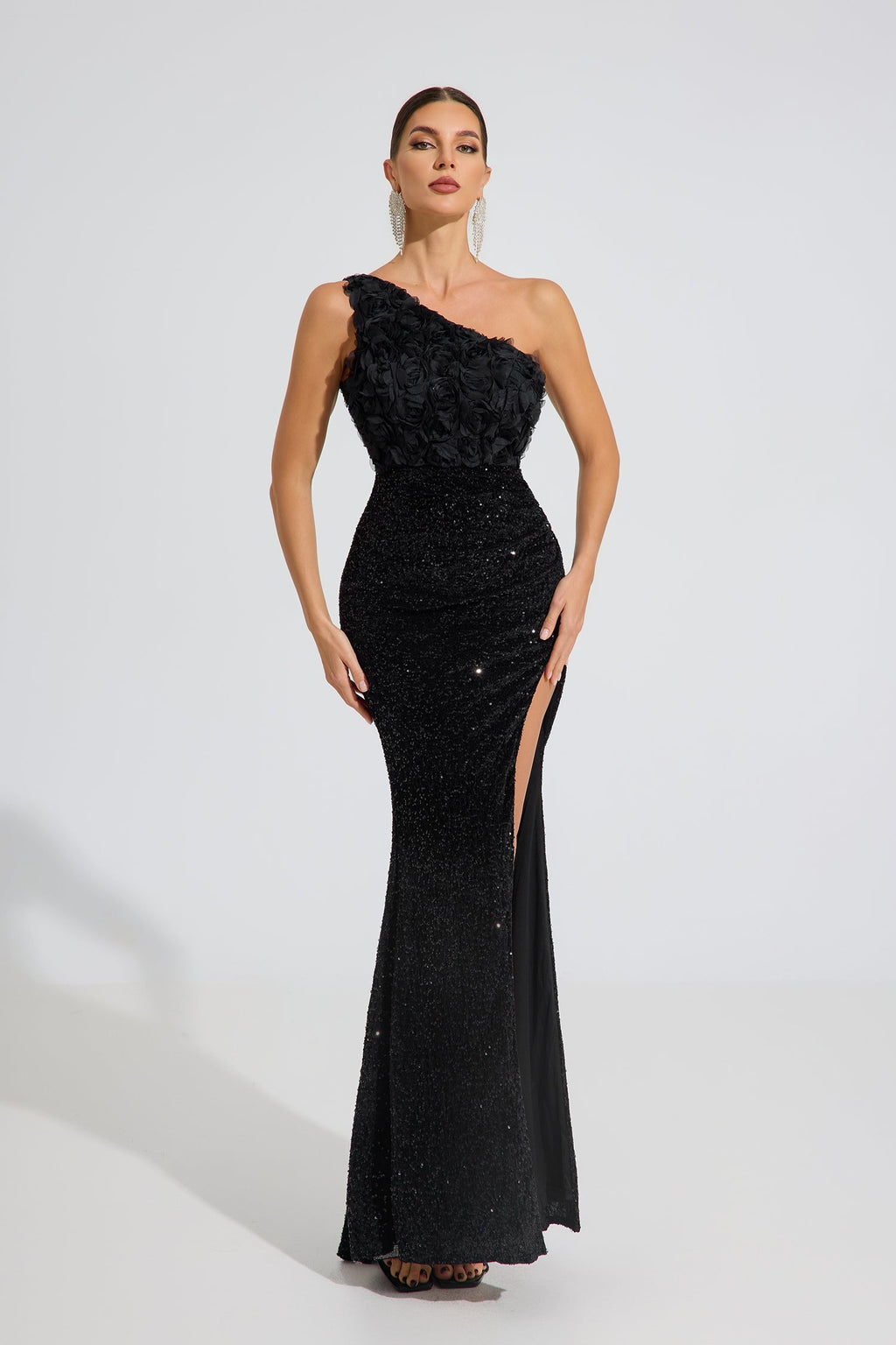 Kris Midnight Bloom Tek Omuzlu Maxi Elbise