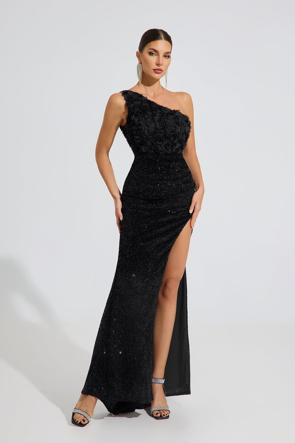 Kris Midnight Bloom Tek Omuzlu Maxi Elbise