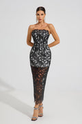 Fiona Noir Dantel Korse Maxi Elbise