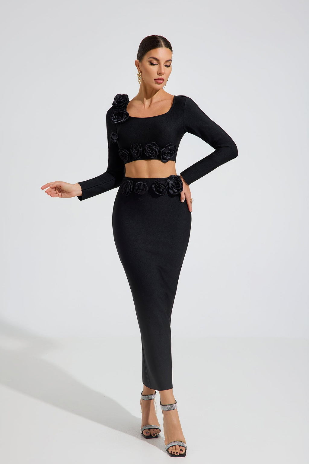 Olga Noir Rose İki Parça Set