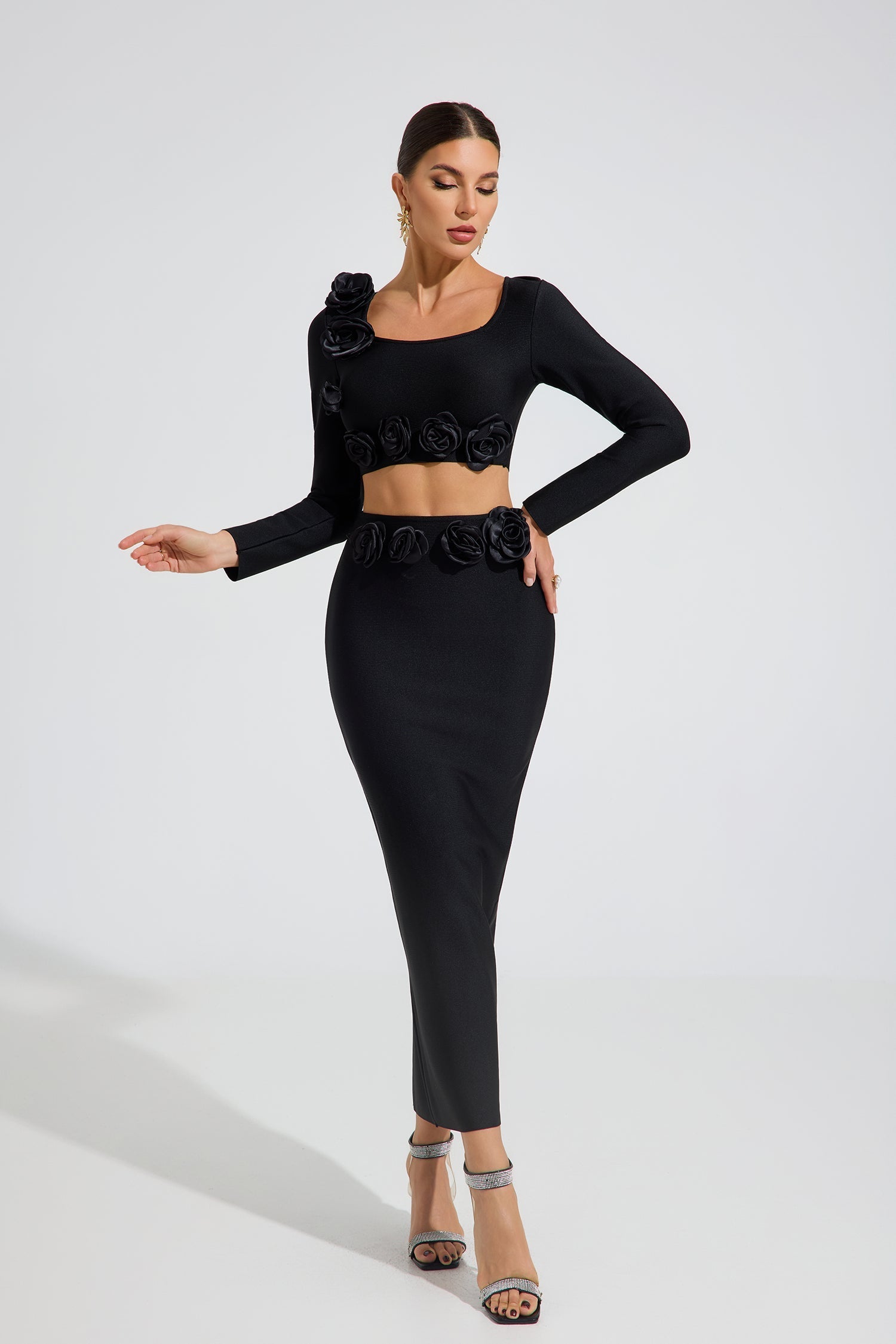 Olga Noir Rose İki Parça Set