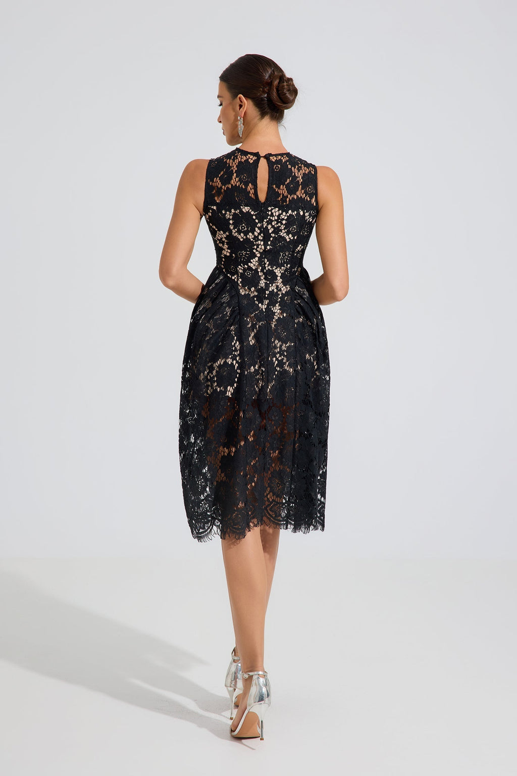 Ashford Noir Dantel A-Line Midi Elbise
