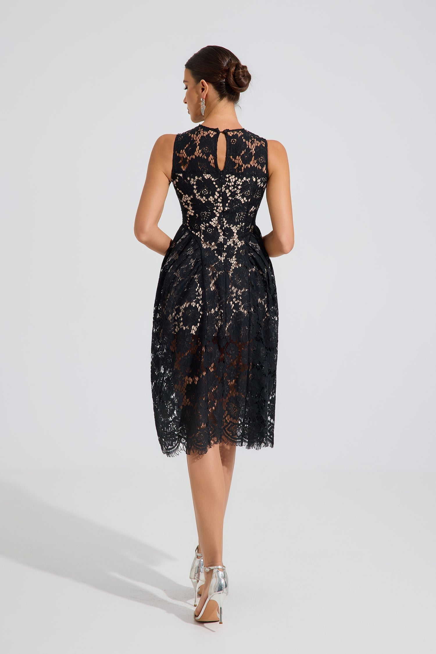 Ashford Noir Dantel A-Line Midi Elbise
