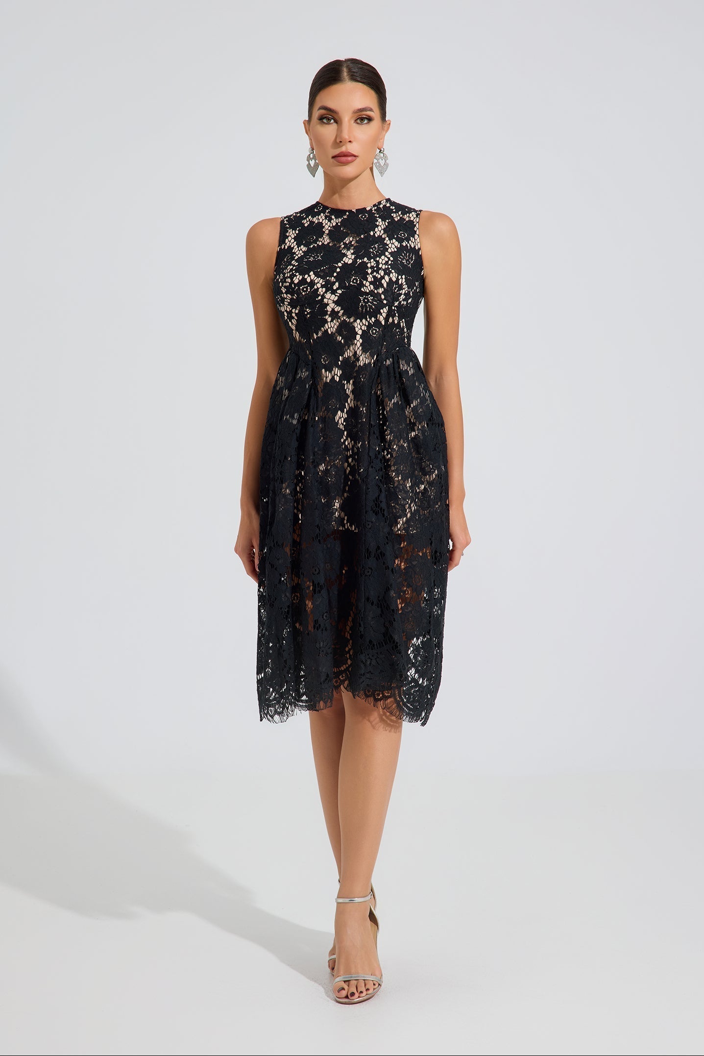 Ashford Noir Dantel A-Line Midi Elbise