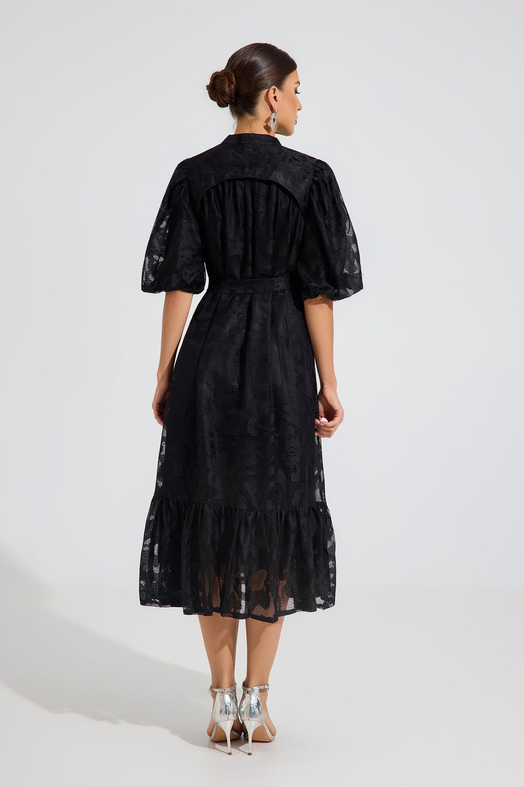 Valmont Noir Grace Kemerli Midi Elbise