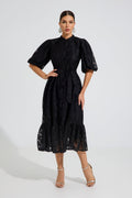 Valmont Noir Grace Kemerli Midi Elbise