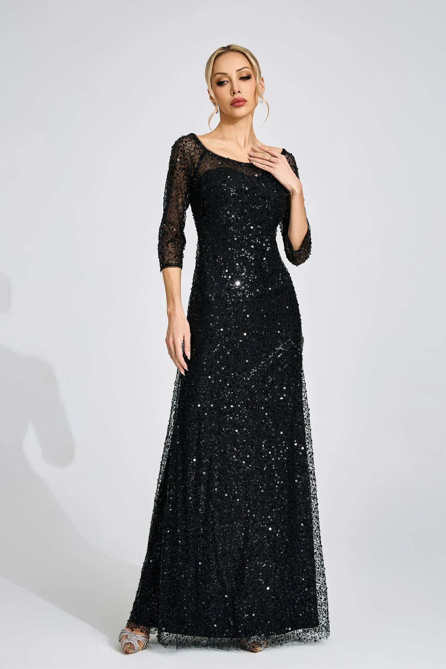 Amavelle Siyah Elmas Maxi Elbise