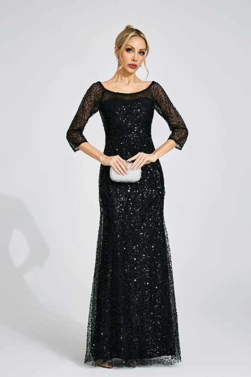 Amavelle Siyah Elmas Maxi Elbise