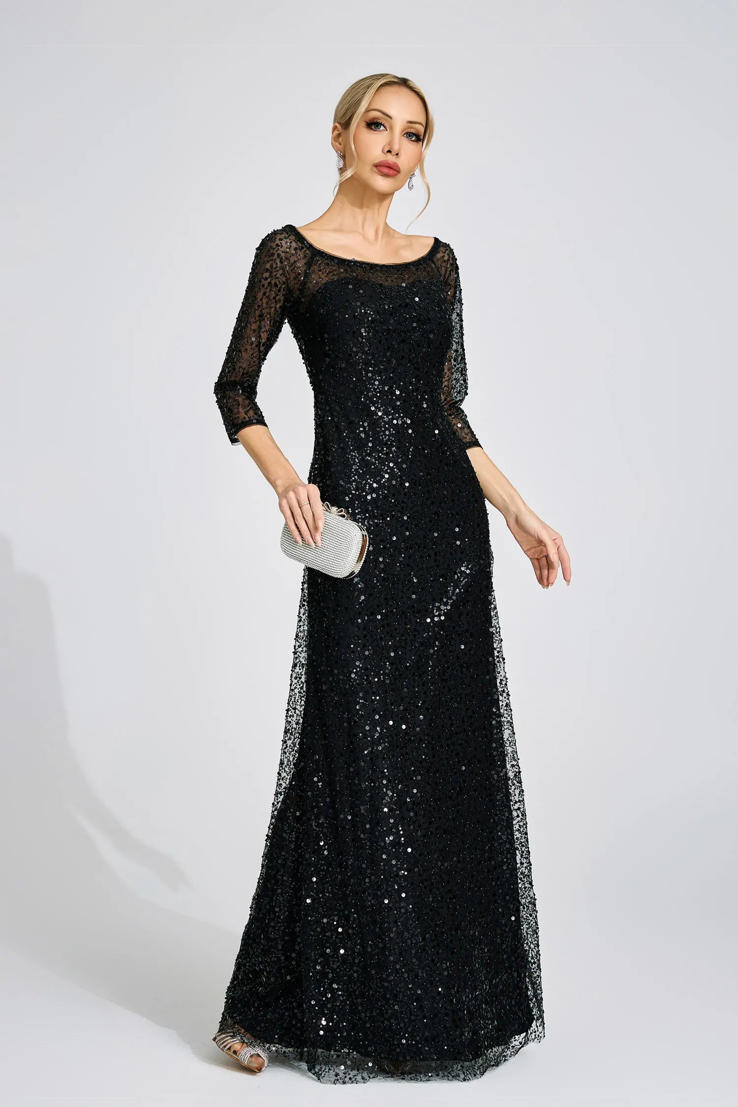 Amavelle Siyah Elmas Maxi Elbise