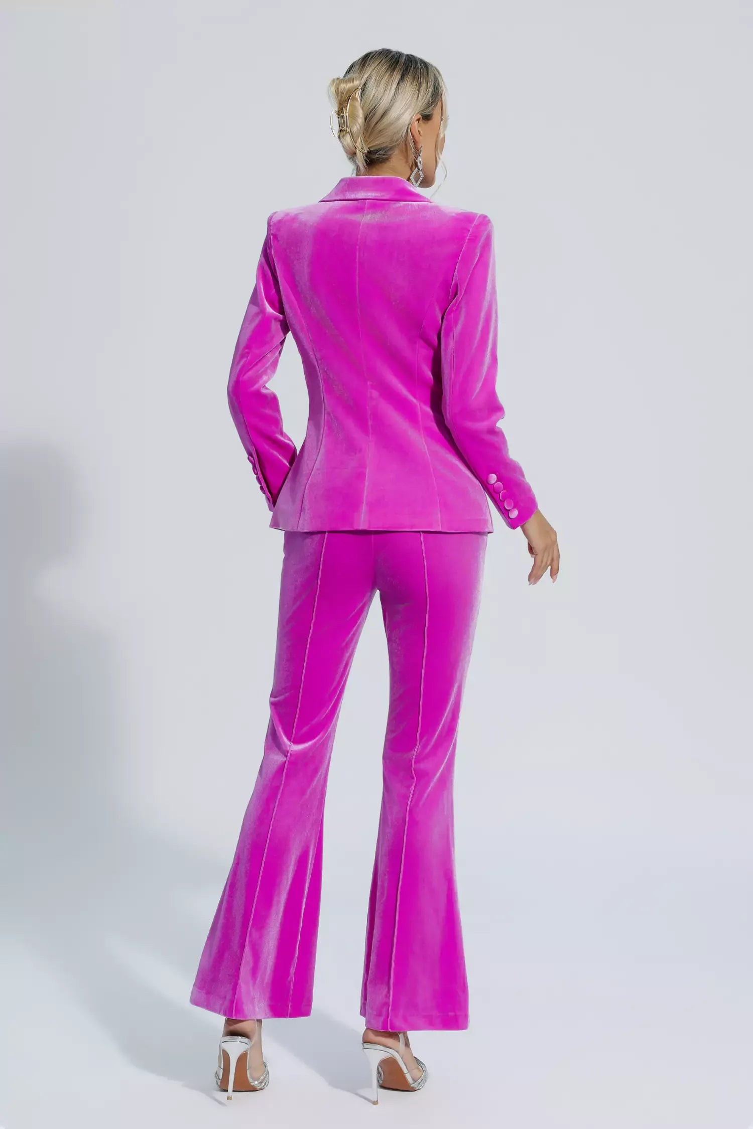 Aleena Kırmızı Kadife Blazer Takım