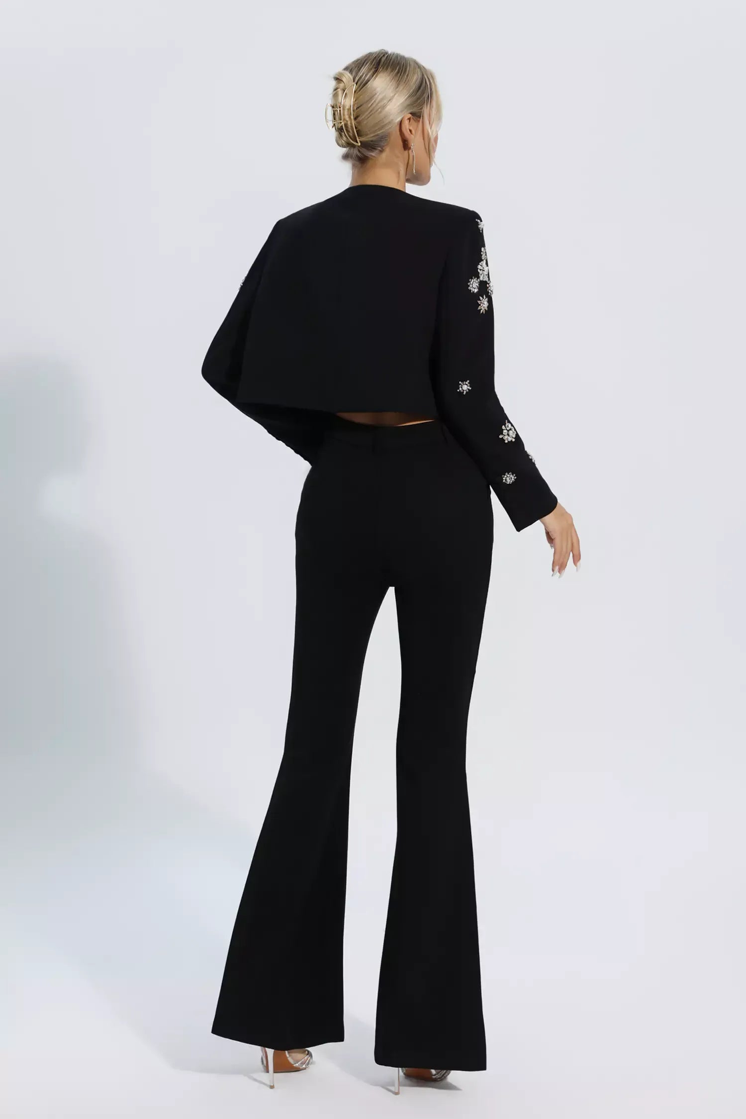Amalia Siyah Kristal İnci Blazer Seti