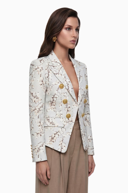 Amélina Çiçek Desenli Blazer Ceket Krem