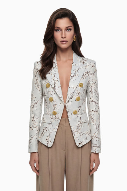 Amélina Çiçek Desenli Blazer Ceket Krem