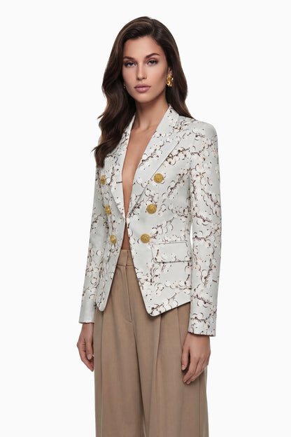 Amélina Çiçek Desenli Blazer Ceket Krem