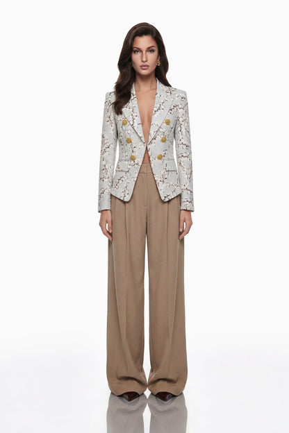 Amélina Çiçek Desenli Blazer Ceket Krem
