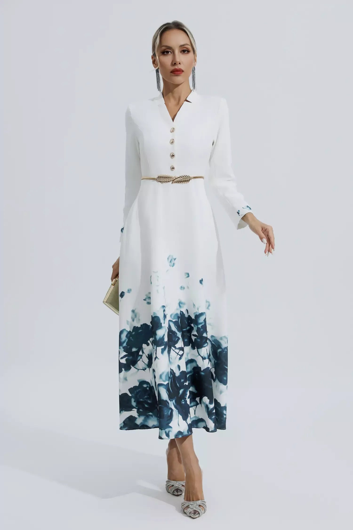 Angie White Çiçek Desenli Maxi Elbise