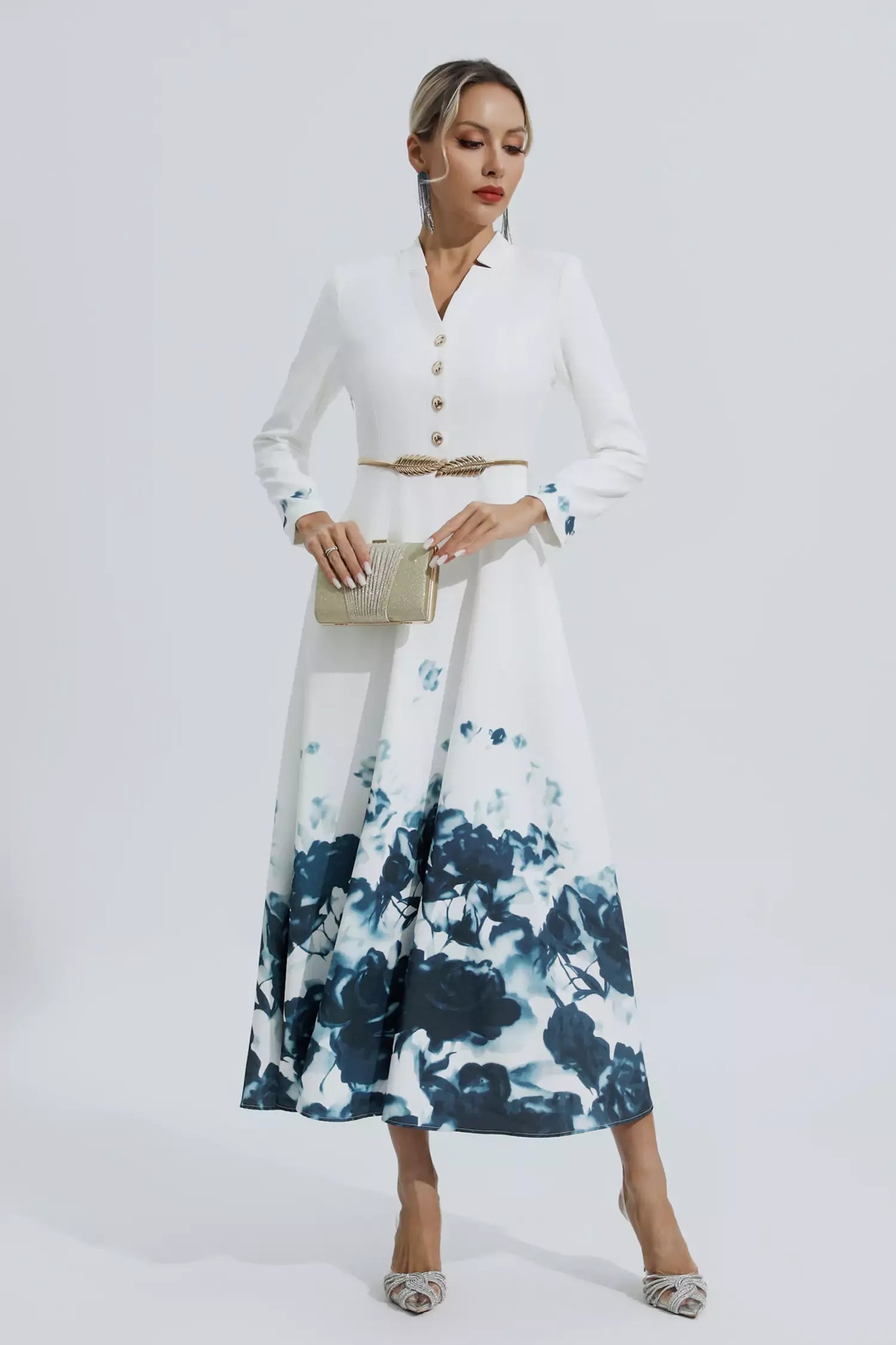 Angie White Çiçek Desenli Maxi Elbise