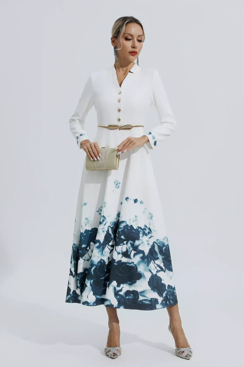 Angie White Çiçek Desenli Maxi Elbise