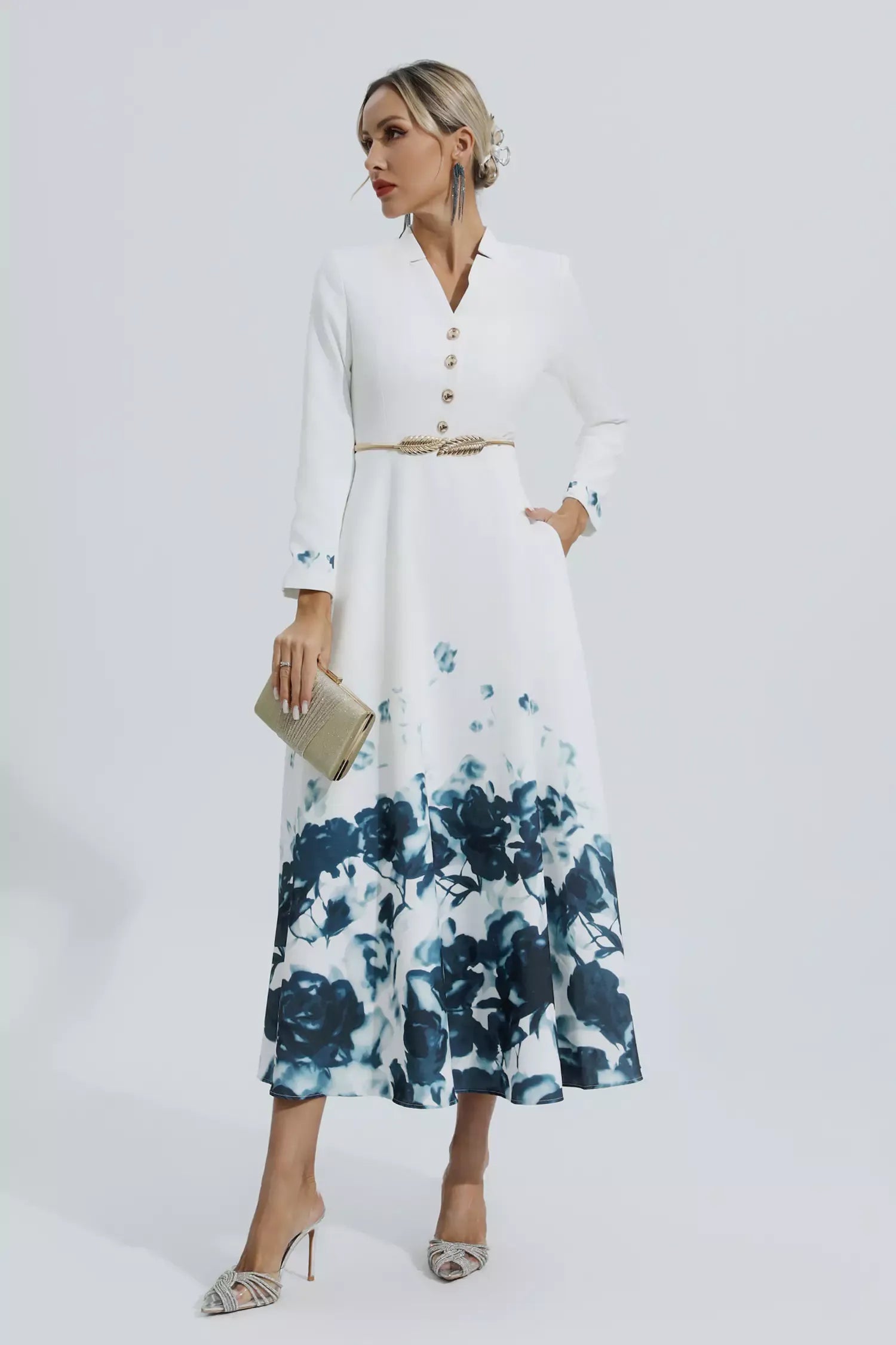 Angie White Çiçek Desenli Maxi Elbise