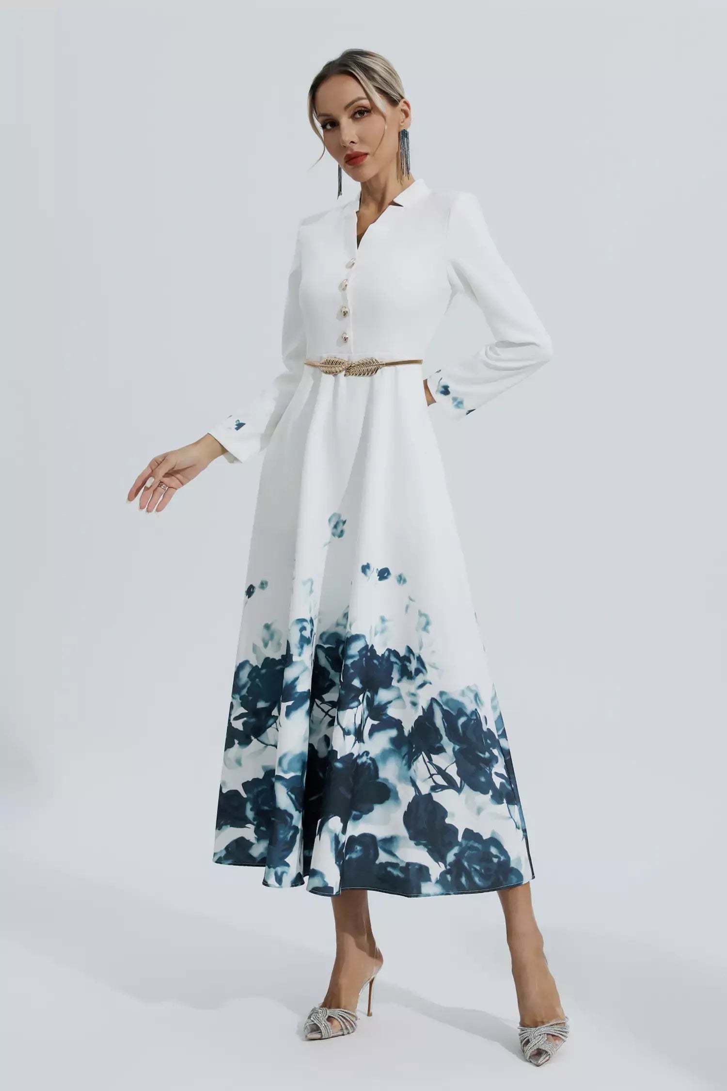 Angie White Çiçek Desenli Maxi Elbise
