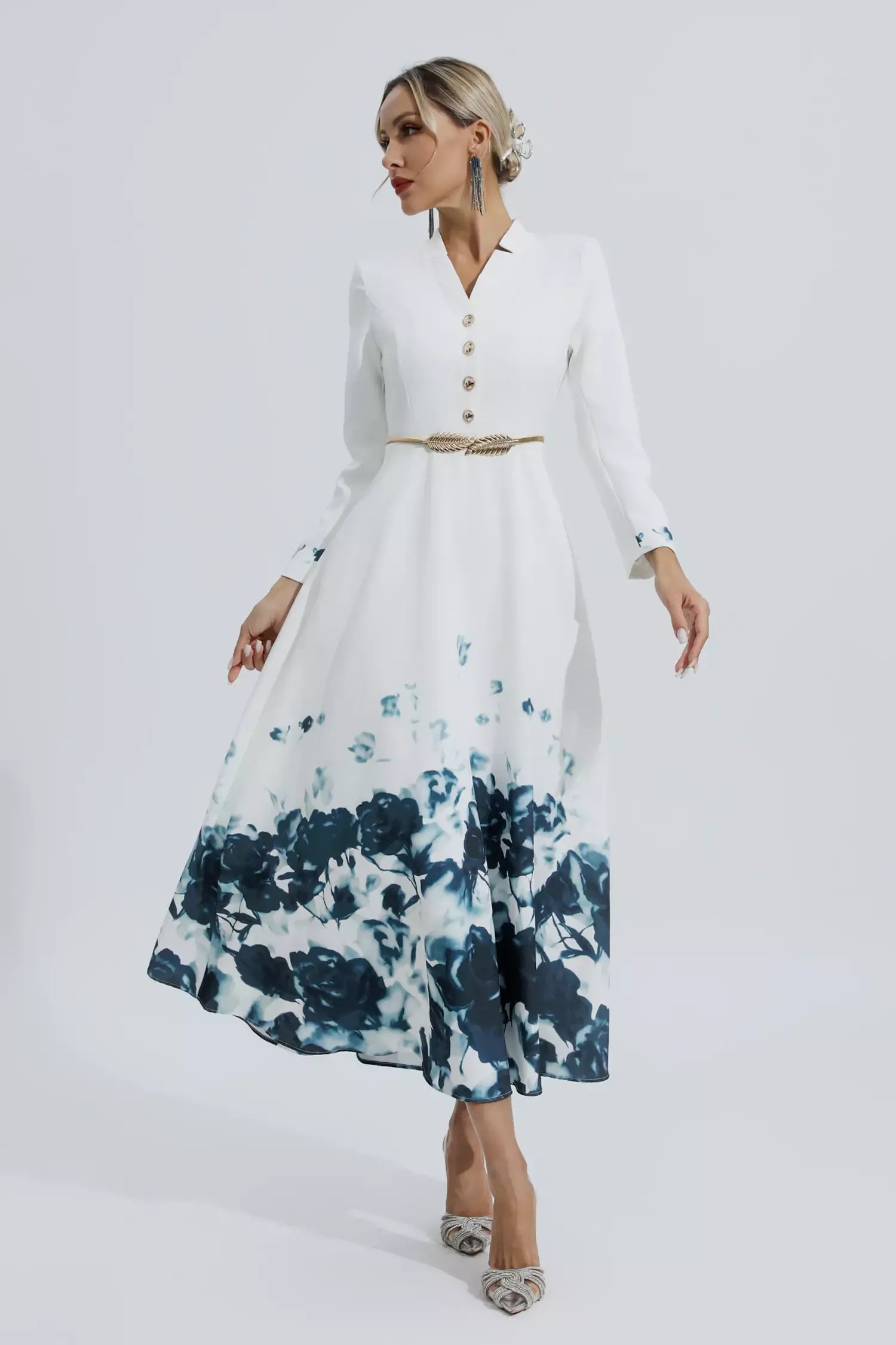 Angie White Çiçek Desenli Maxi Elbise