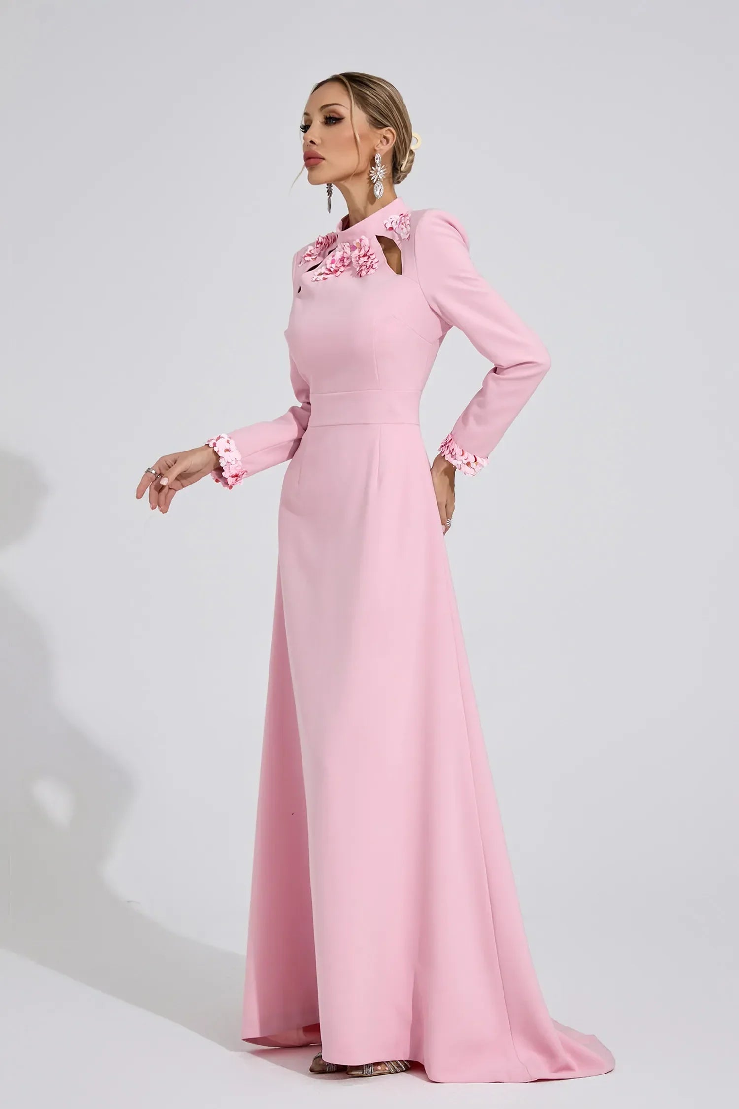 Zivra Açık Pembe Kelebek Maxi Elbise