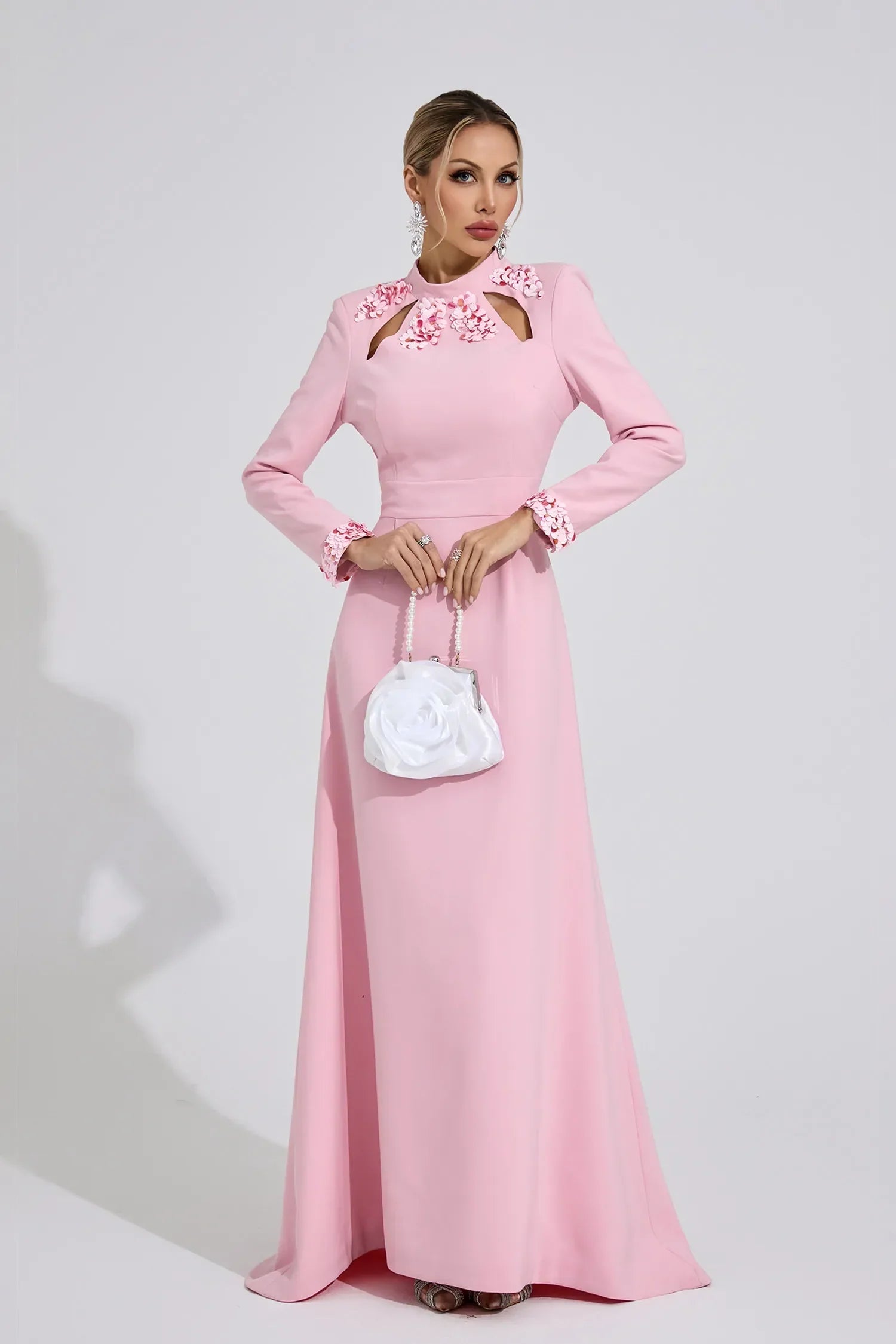 Zivra Açık Pembe Kelebek Maxi Elbise