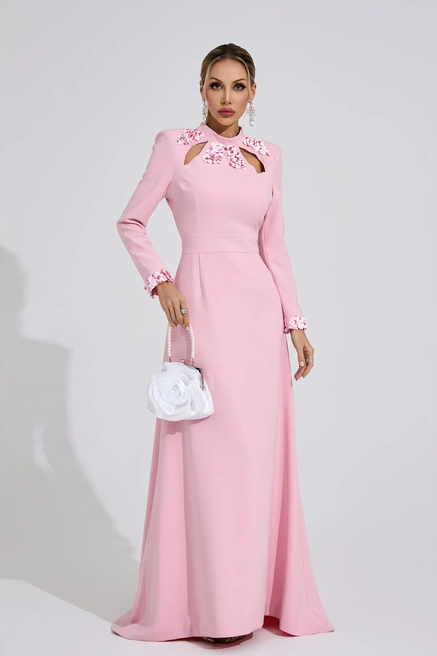 Zivra Açık Pembe Kelebek Maxi Elbise