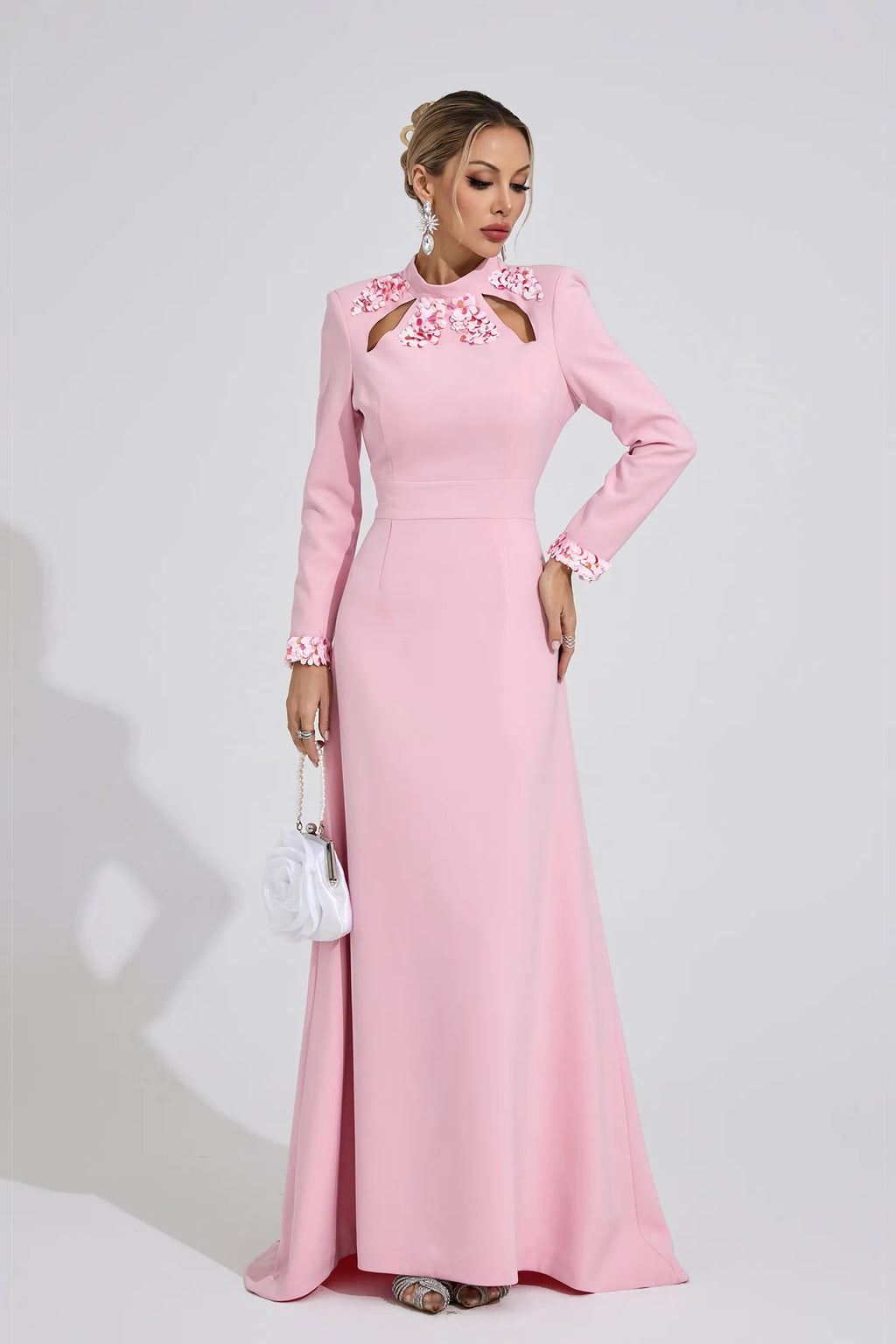 Zivra Açık Pembe Kelebek Maxi Elbise