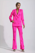 Ari Pembe Jakarlı Çiçek Blazer Takımı
