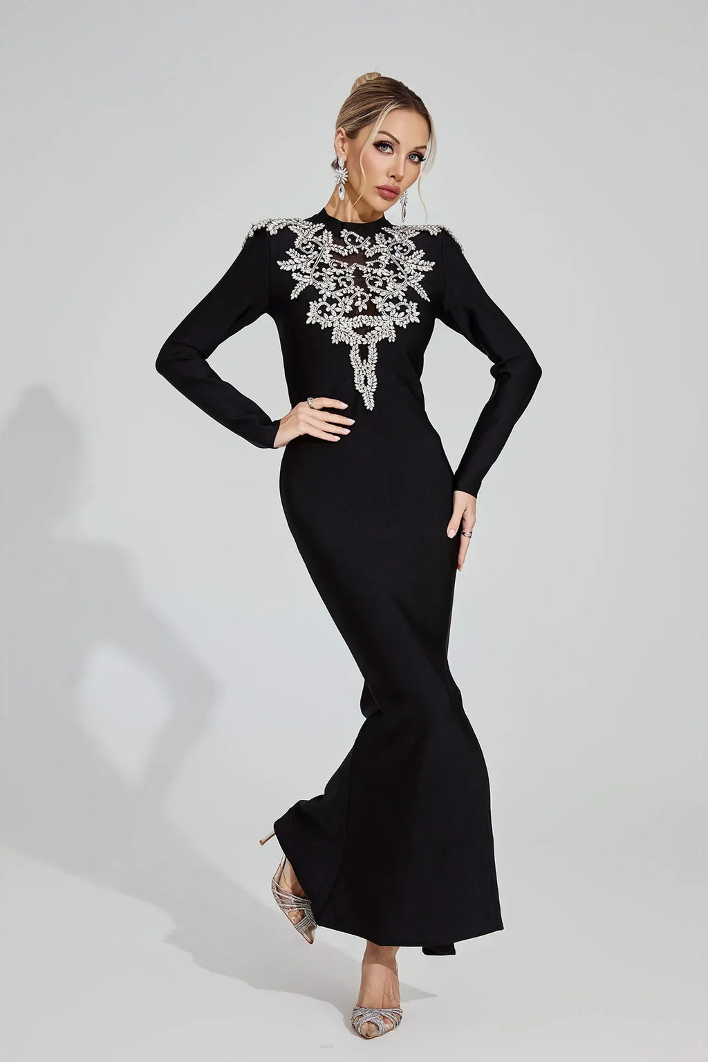 Linnea Siyah Elmas Bandaj Maxi Elbise