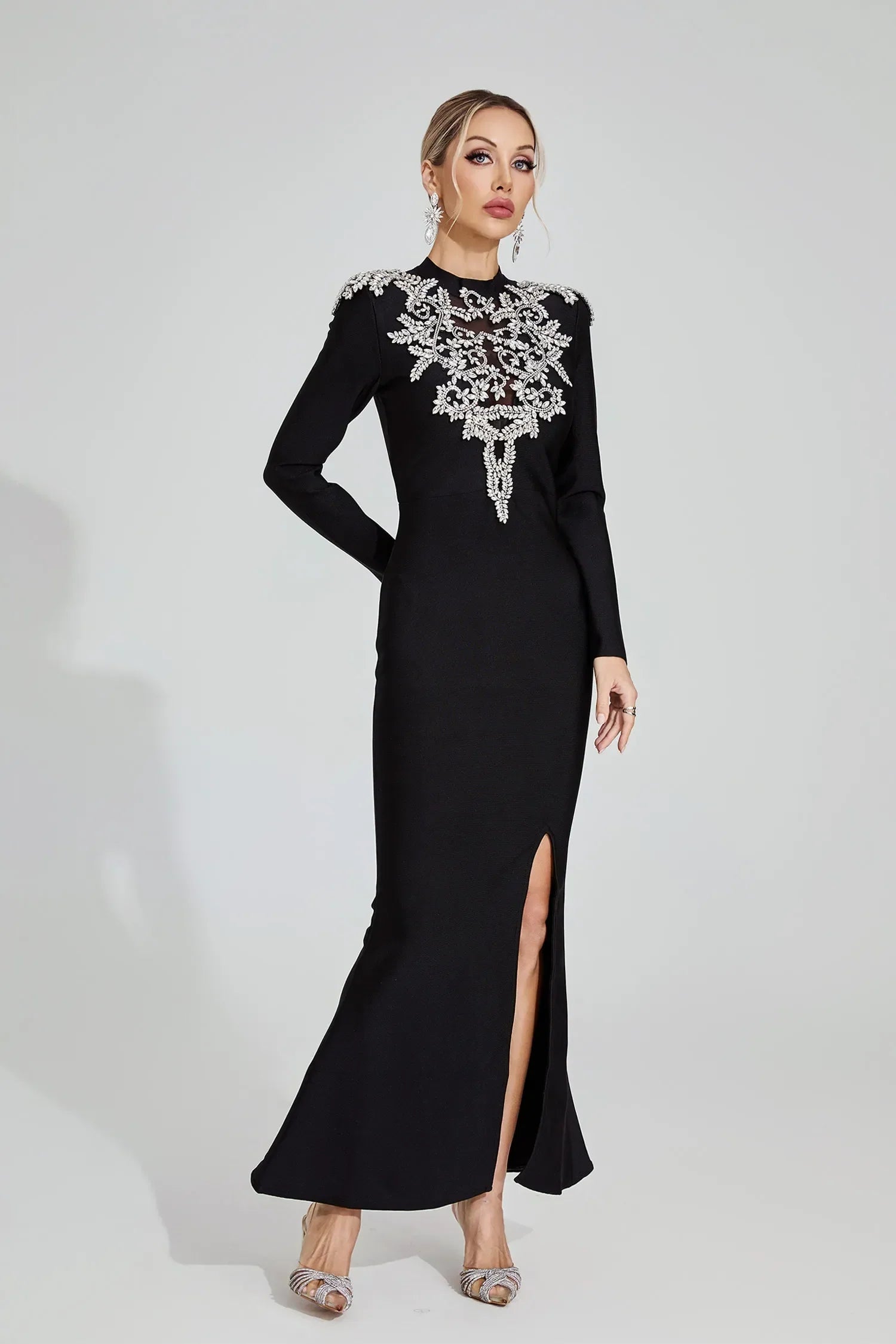 Linnea Siyah Elmas Bandaj Maxi Elbise