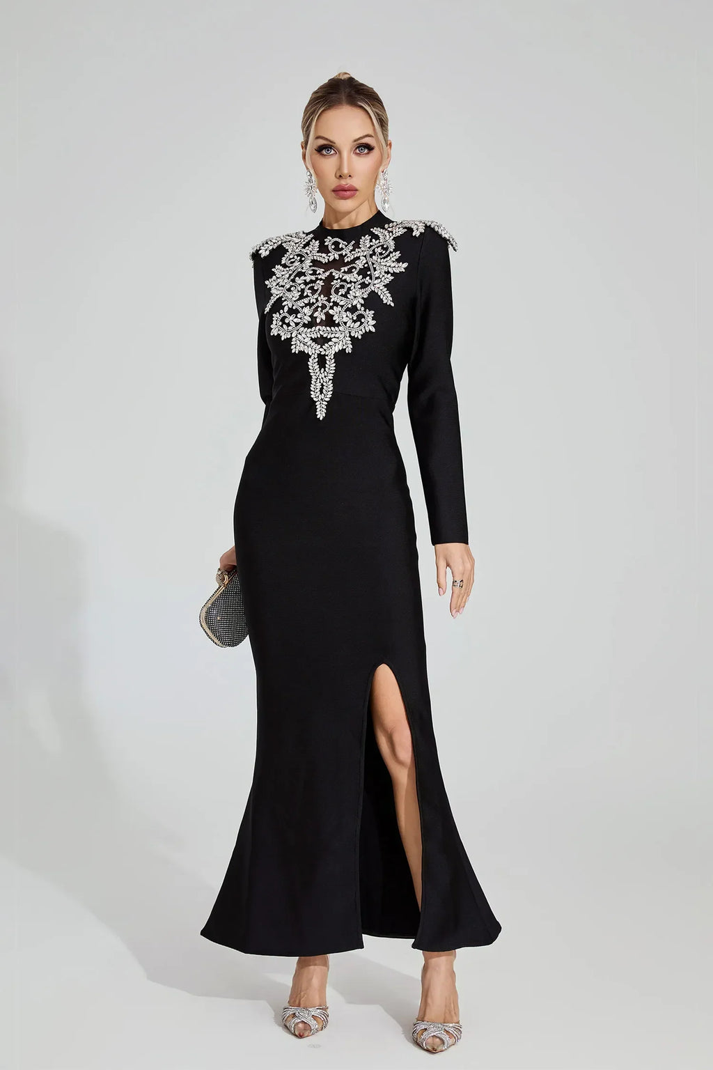 Linnea Siyah Elmas Bandaj Maxi Elbise