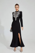 Linnea Siyah Elmas Bandaj Maxi Elbise